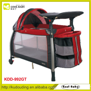 Fabricante NOVO Safety Baby Playpen Double Layer com colchão Canopy com brinquedos 3 Layer Storage Prateleira